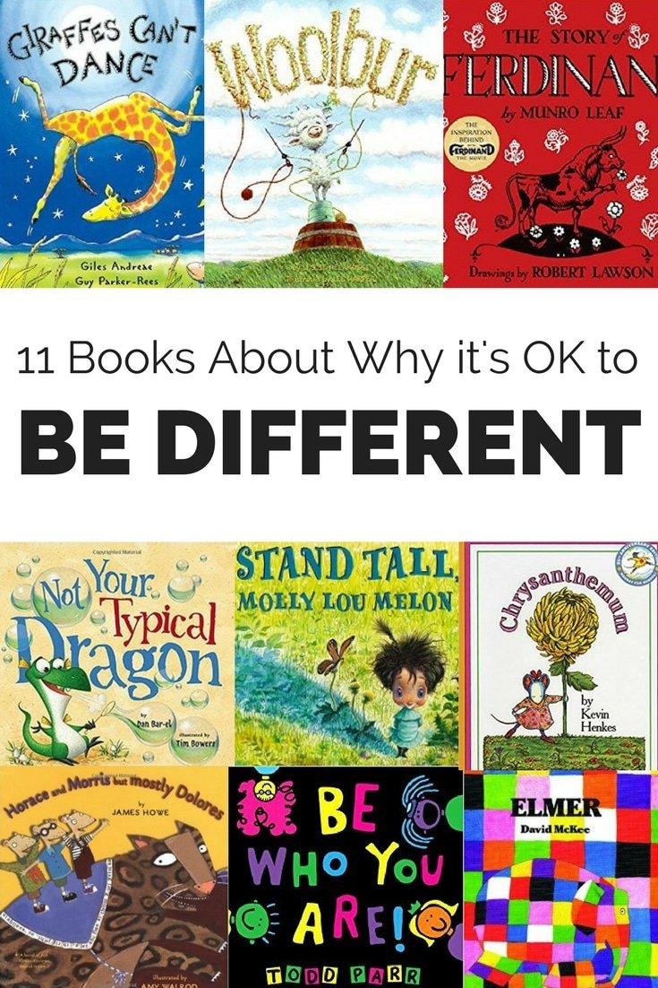 Our uniqueness is special and should be celebrated. Help kids understand why it's OK to be different with these eleven books. #childrensbooks #beingdifferent #noncomformity #kids #books #parenting