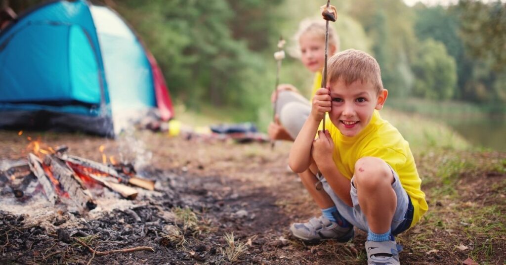 children camping, summer family outings