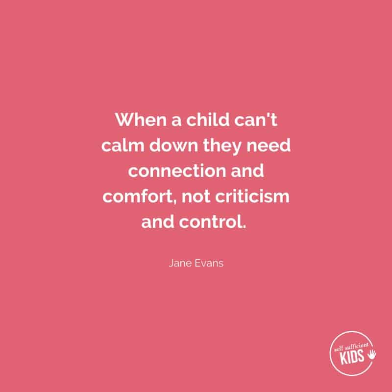 Quote: When a child can't calm down they need connection and comfort