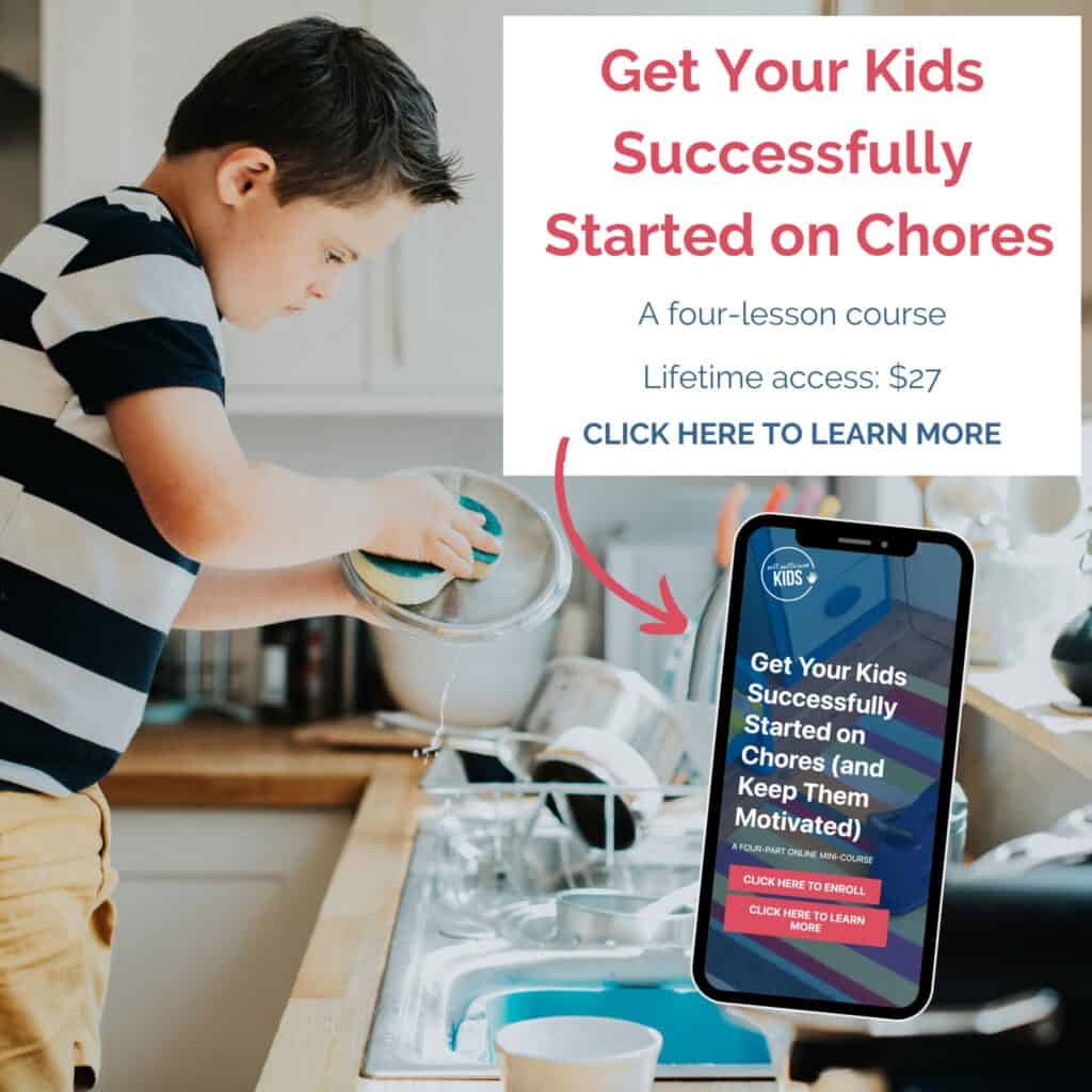 photo of boy cleaning dishes, Get Your Kids Successfully Started on Chores Course