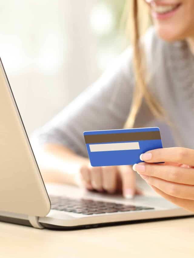 Woman buying online with credit card